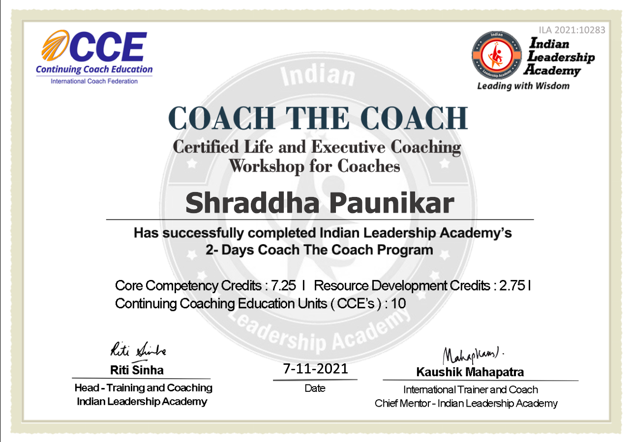 ICF Certified Coach certificate