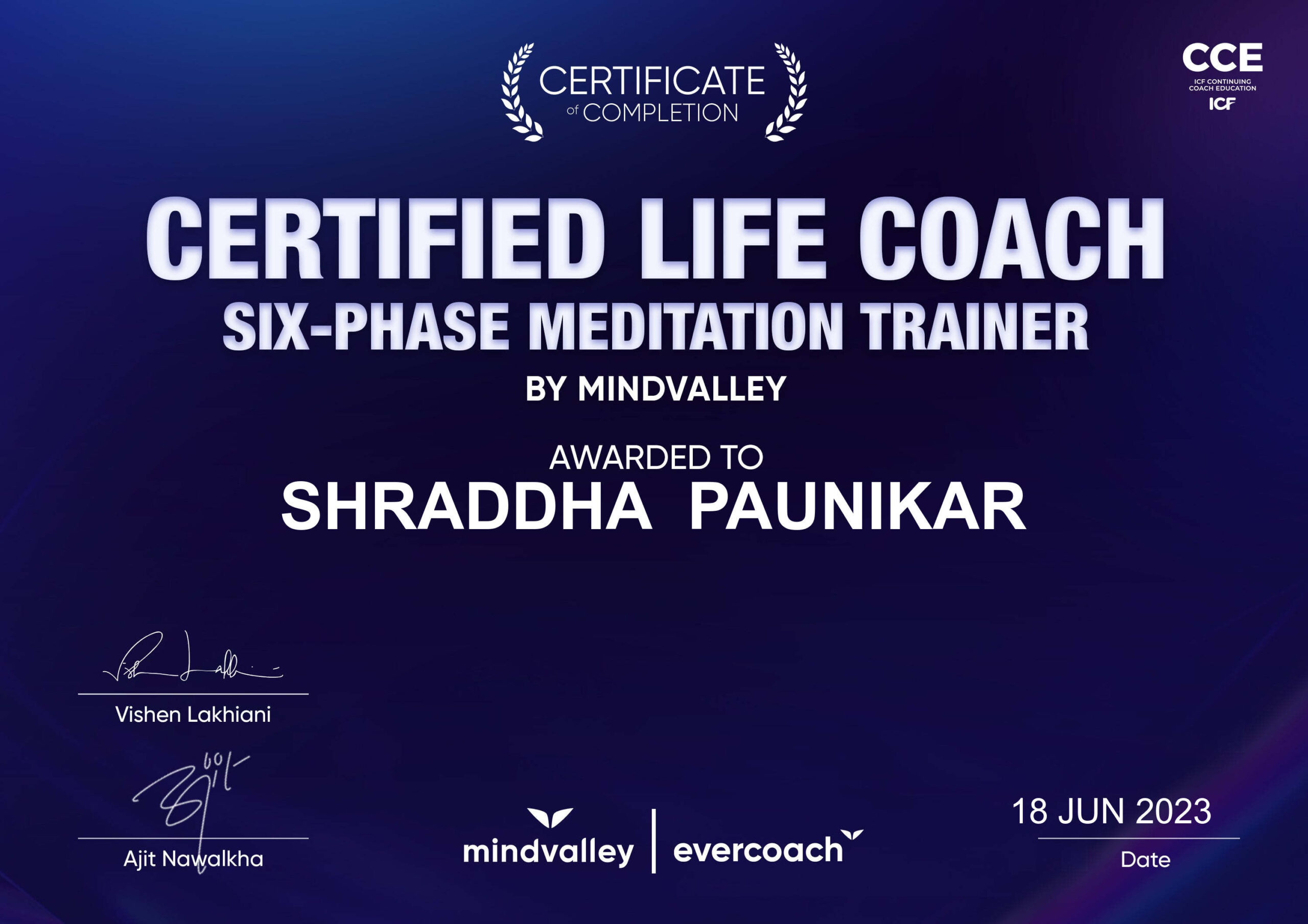 Mindvalley Certified Coach certificate